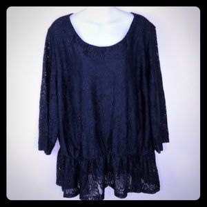 Lace peplum blouse shirt